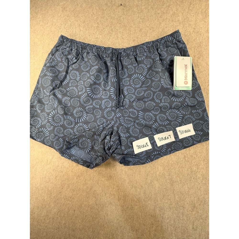 NWT Marmot Mens XL Blue Floral Sunburst Geometric Active Shorts